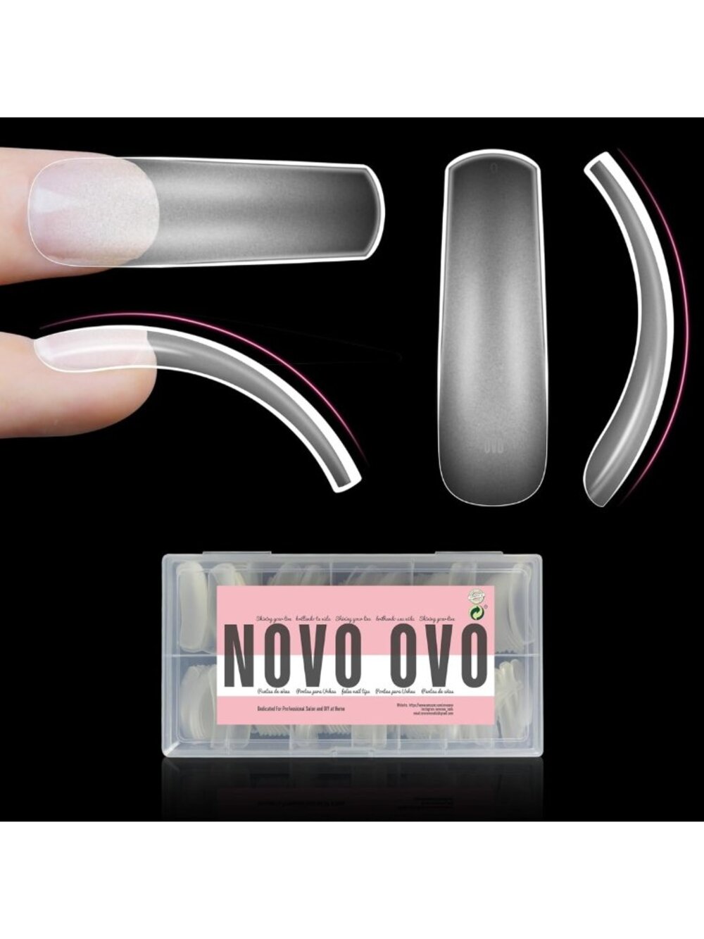 XXL Curved Press-On Nail Tips - Extra Thick Long Tapered Square Gel & Acrylic